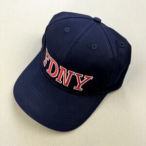 Vintage FDNY Hat Cap Strapback Navy Blue Fire Department New York City NYC y2k